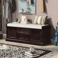 Farmhouse Upholstered Storage Bench with 2 Drawers and 2 Cabinets