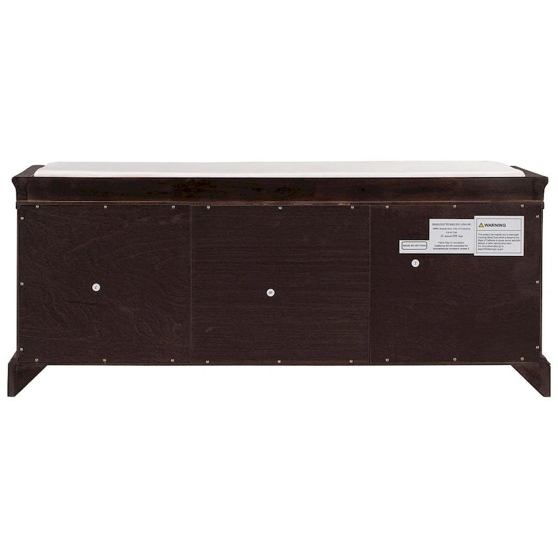 Farmhouse Upholstered Storage Bench with 2 Drawers and 2 Cabinets