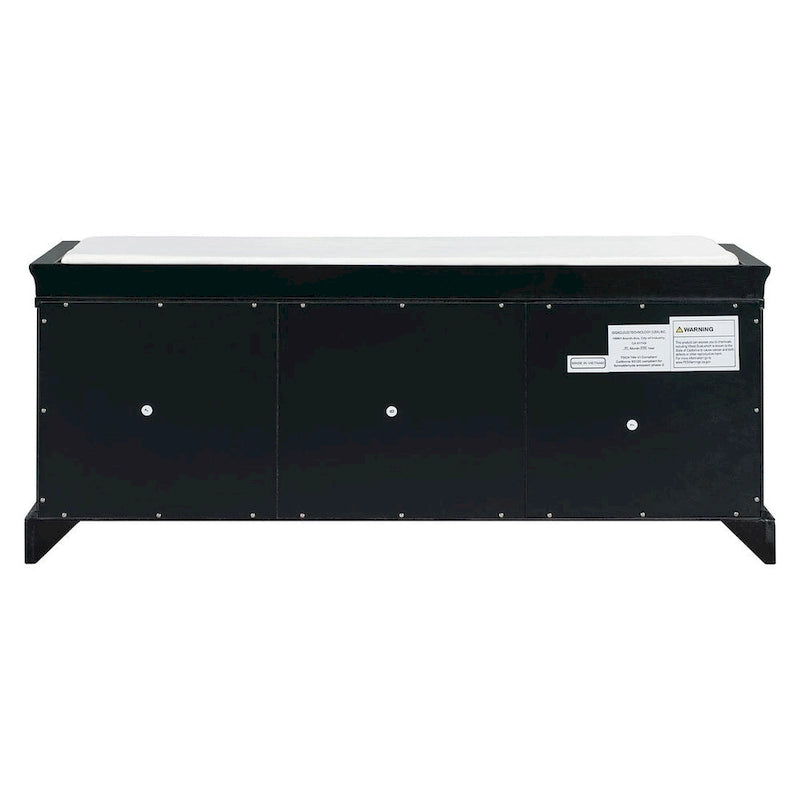 Farmhouse Upholstered Storage Bench with 2 Drawers and 2 Cabinets