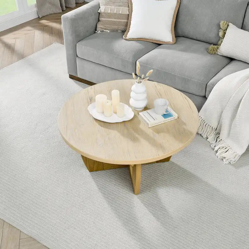 Table basse ronde en bois pour le salon