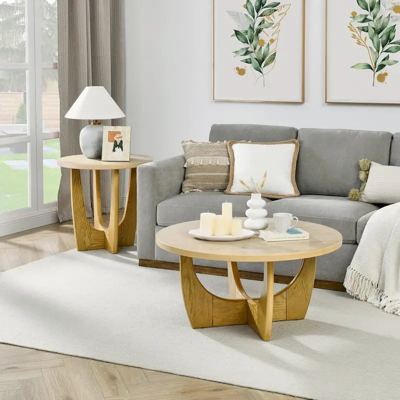 Table basse ronde en bois pour le salon