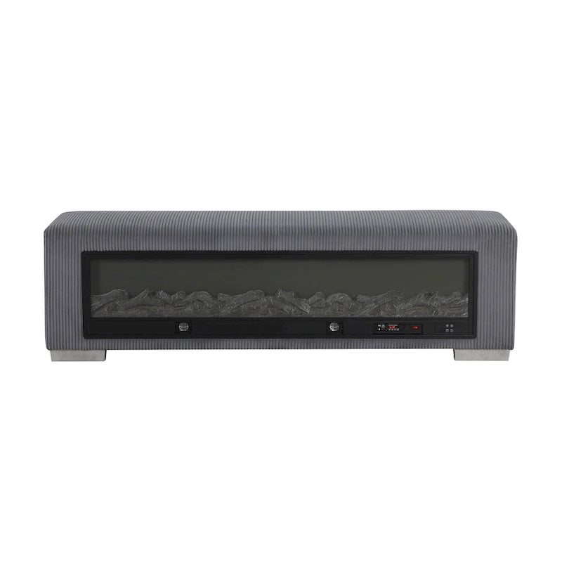 Chenille Bench with Fireplace Simulator and Bluetooth Audio