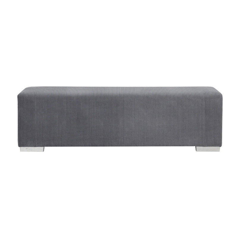 Chenille Bench with Fireplace Simulator and Bluetooth Audio