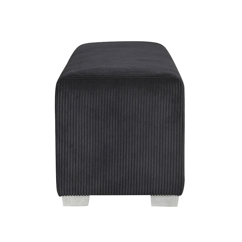 Chenille Bench with Fireplace Simulator and Bluetooth Audio