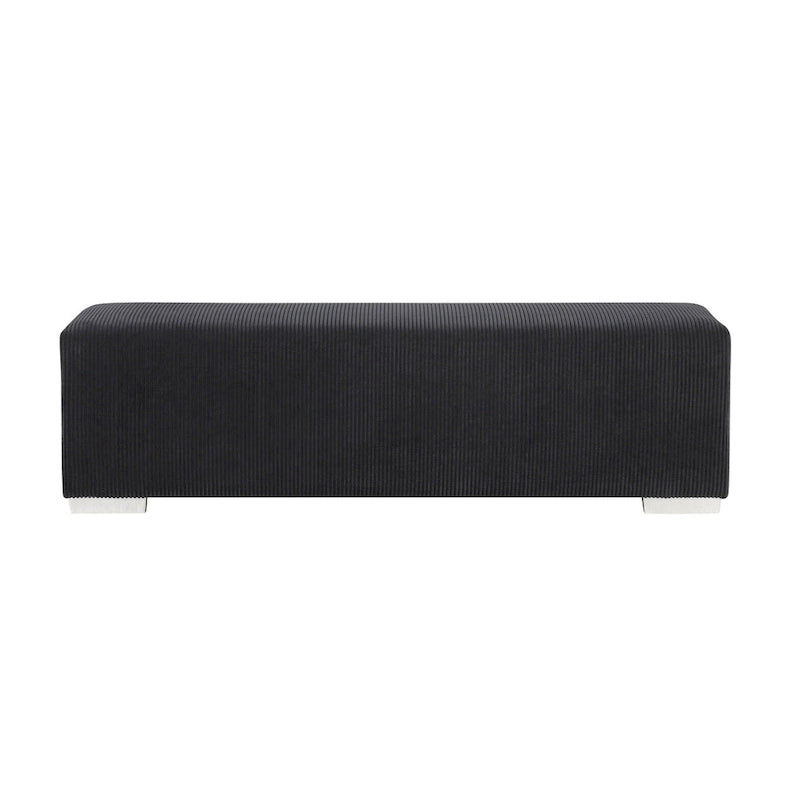Chenille Bench with Fireplace Simulator and Bluetooth Audio
