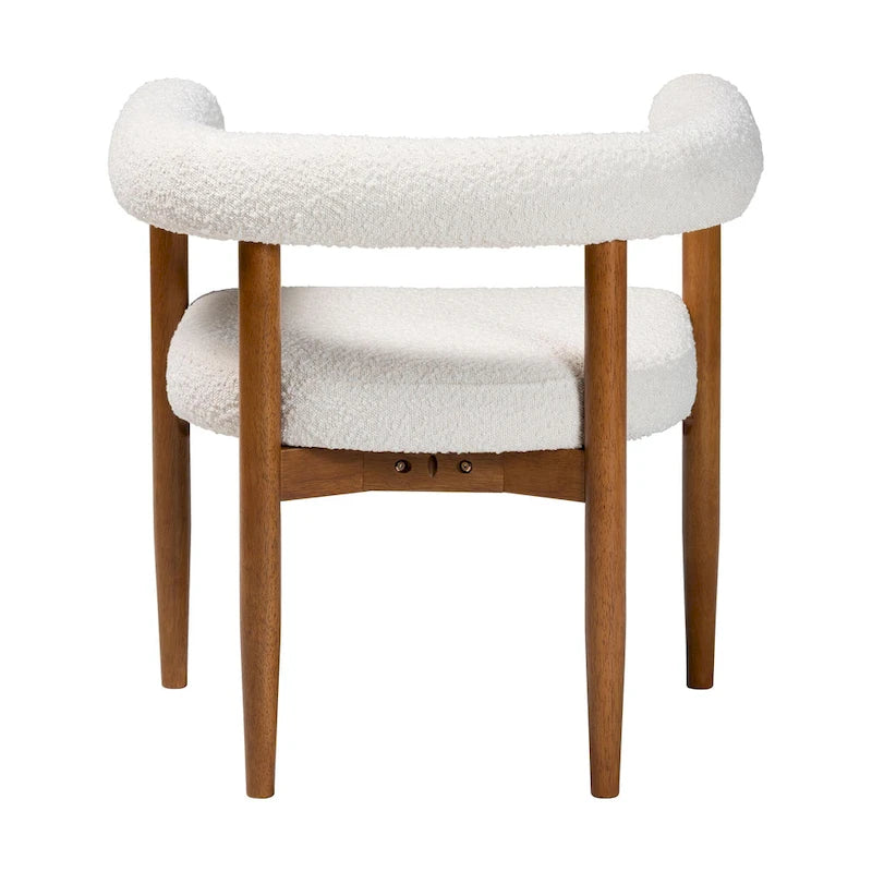 Boucle Dining Chair, Modern Upholstered Accent Armchair, Cream, Minimalist Design