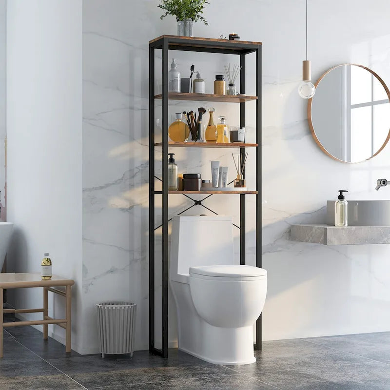 4-Tier Over the Toilet Storage Rack, Freestanding Bathroom Organizer