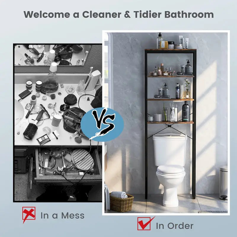 4-Tier Over the Toilet Storage Rack, Freestanding Bathroom Organizer