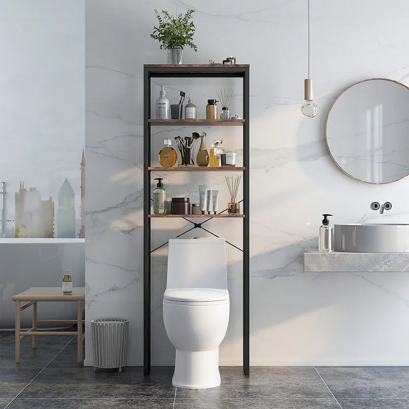 4-Tier Over the Toilet Storage Rack, Freestanding Bathroom Organizer