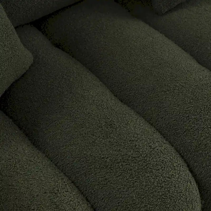 Green Teddy 3-seater Sofa with Back Pillows and Wood Frame