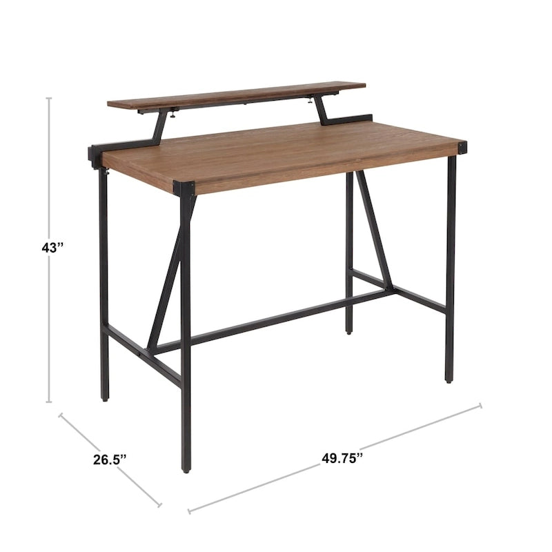 Bureau debout industriel avec étagère amovible