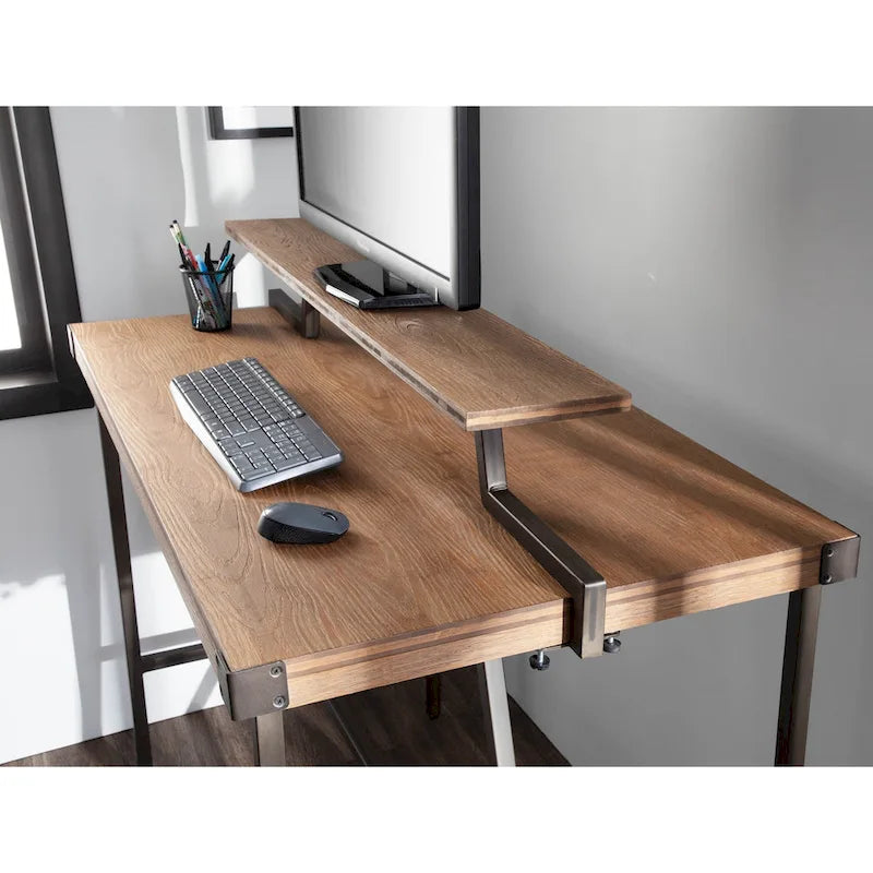 Bureau debout industriel avec étagère amovible