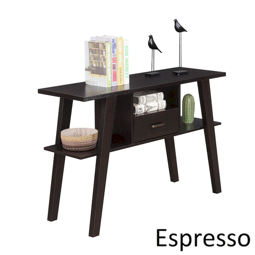 1-Drawer Console Table with 3 Shelves, Contemporary Style