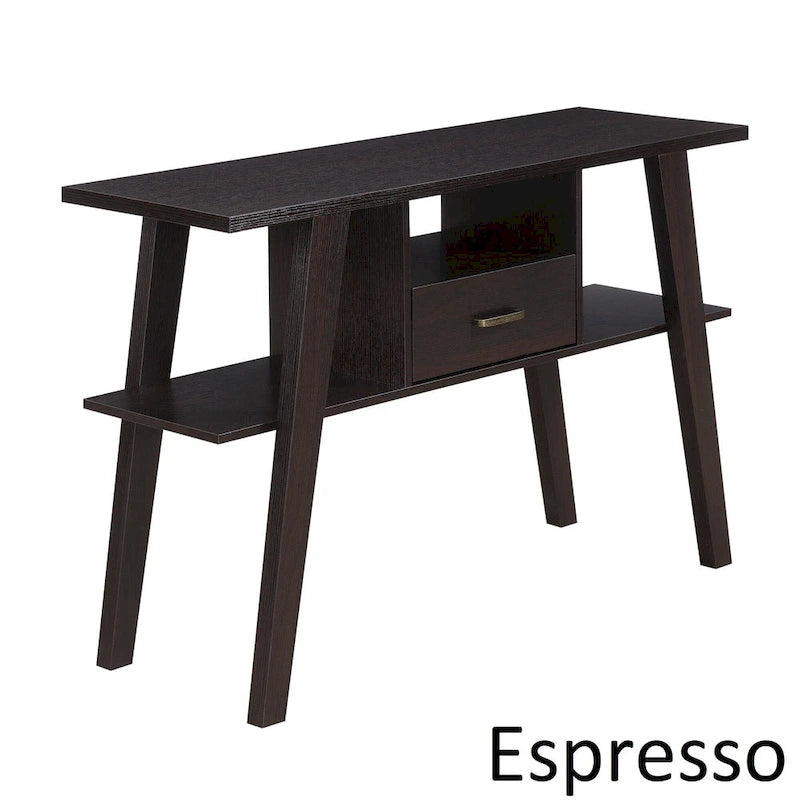 1-Drawer Console Table with 3 Shelves, Contemporary Style