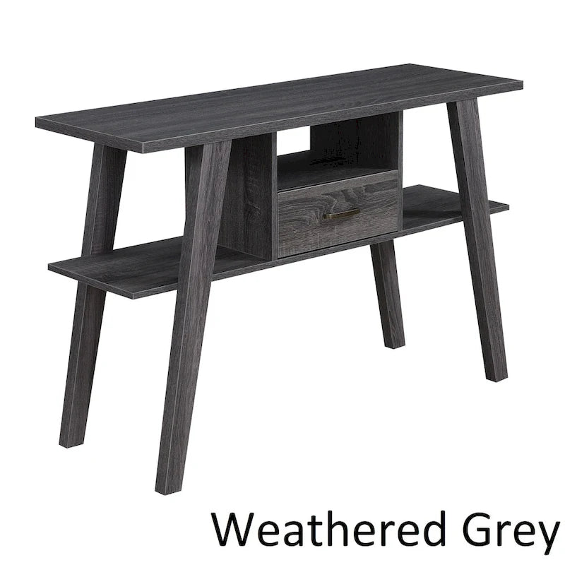 1-Drawer Console Table with 3 Shelves, Contemporary Style