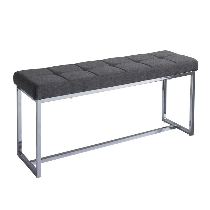 Banc moderne en tissu avec piètement chromé