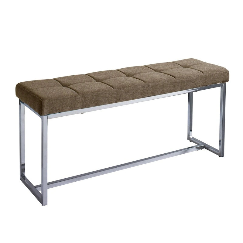Modern Fabric Bench with Chrome Base