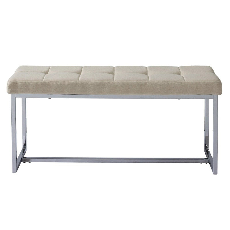 Modern Fabric Bench with Chrome Base