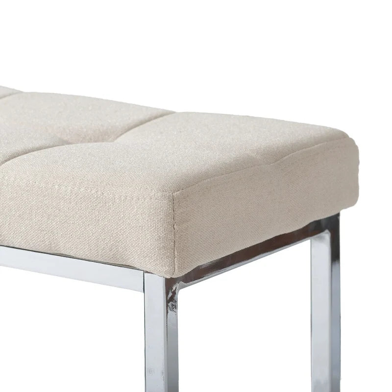 Banc moderne en tissu avec piètement chromé