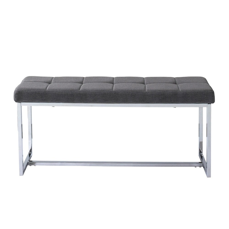 Banc moderne en tissu avec piètement chromé