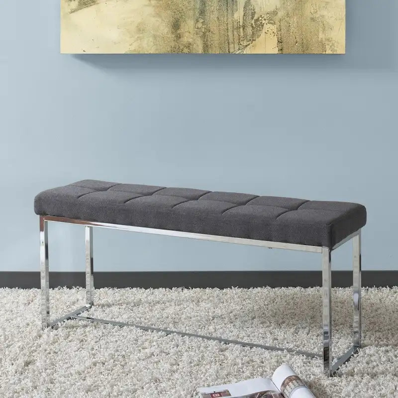 Banc moderne en tissu avec piètement chromé