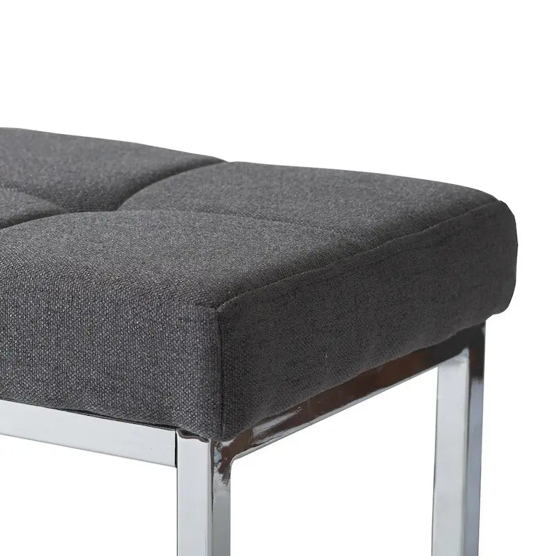 Banc moderne en tissu avec piètement chromé