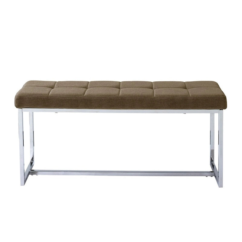 Banc moderne en tissu avec piètement chromé
