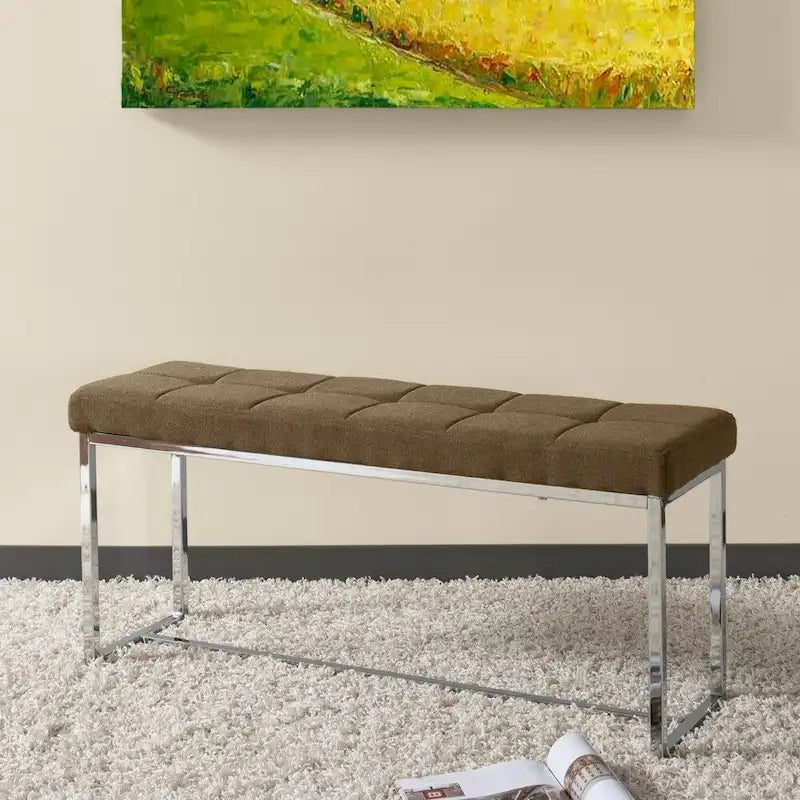 Banc moderne en tissu avec piètement chromé