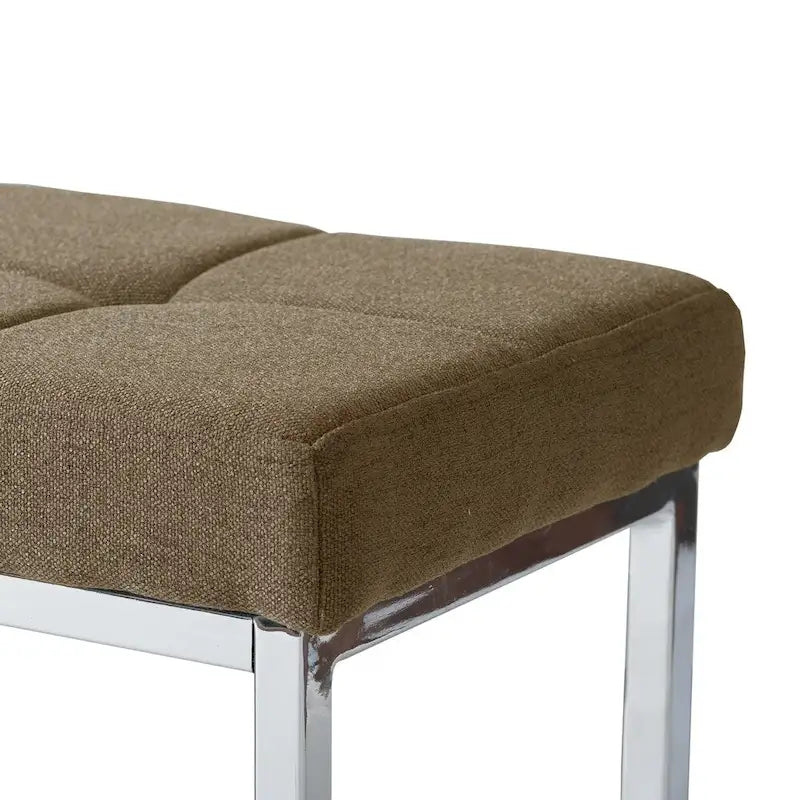 Banc moderne en tissu avec piètement chromé