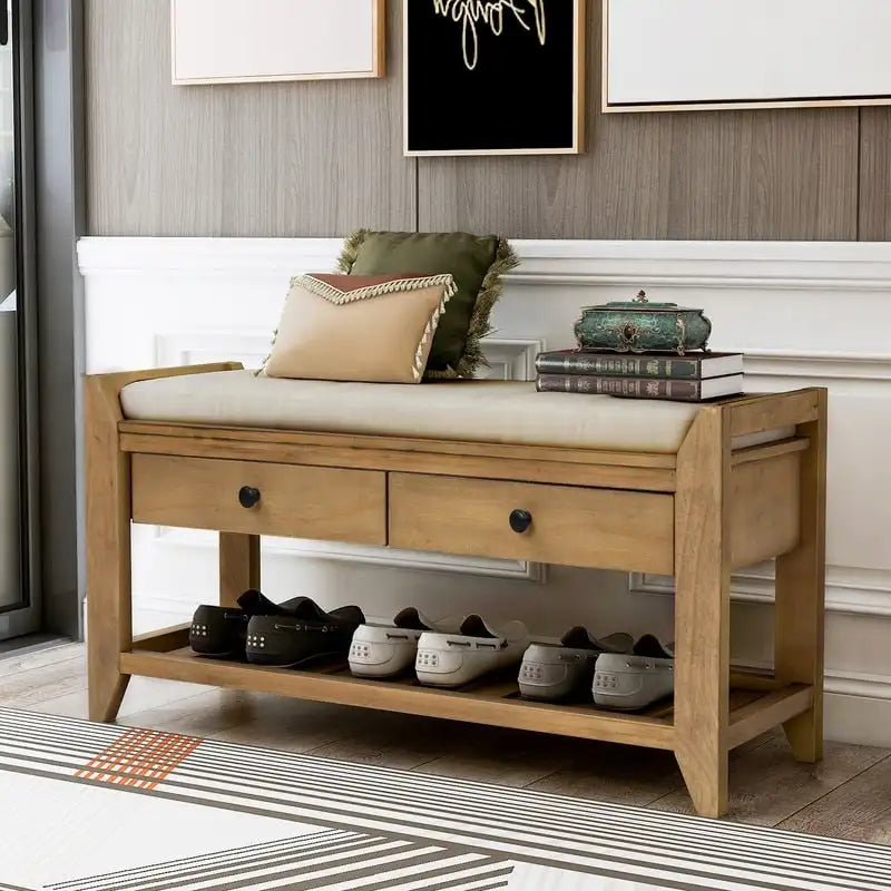 Banc de rangement multifonctionnel d'entrée avec étagère à chaussures et siège