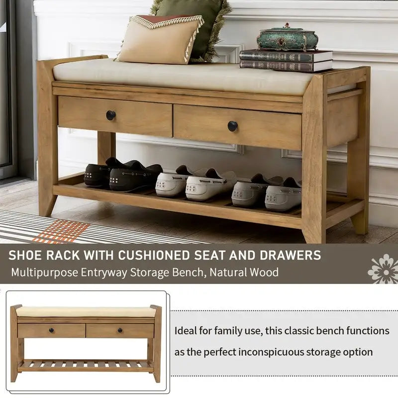 Banc de rangement multifonctionnel d'entrée avec étagère à chaussures et siège