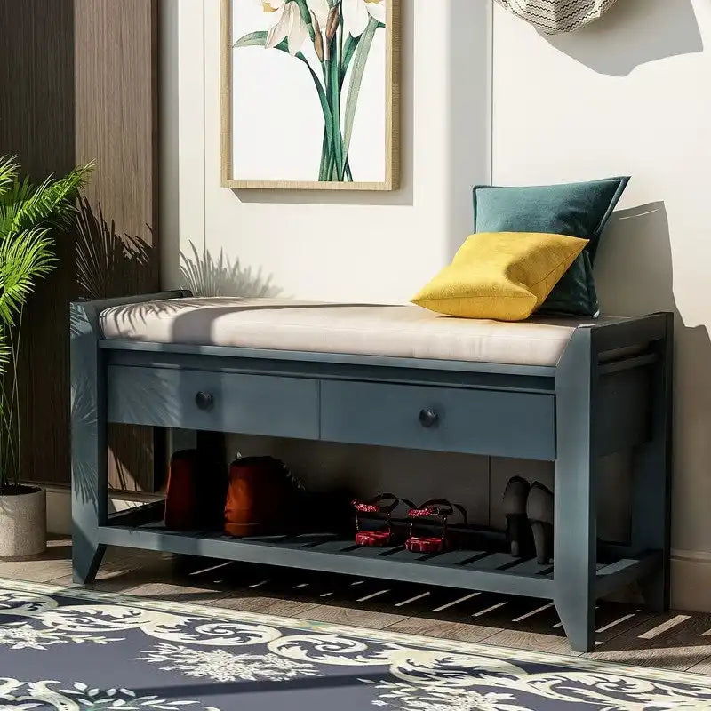 Banc de rangement multifonctionnel d'entrée avec étagère à chaussures et siège