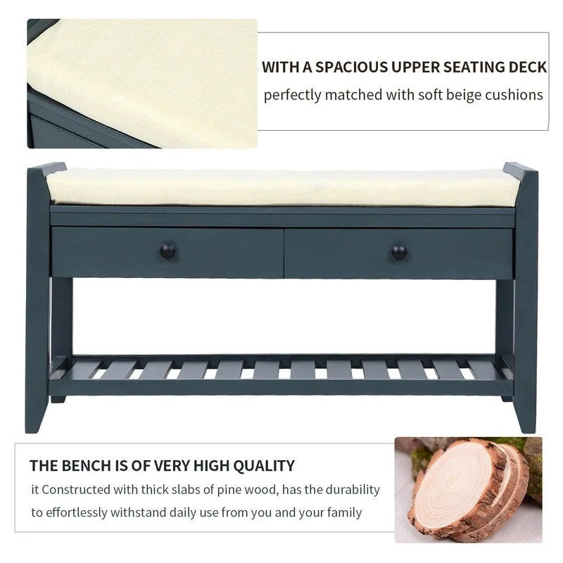 Banc de rangement multifonctionnel d'entrée avec étagère à chaussures et siège