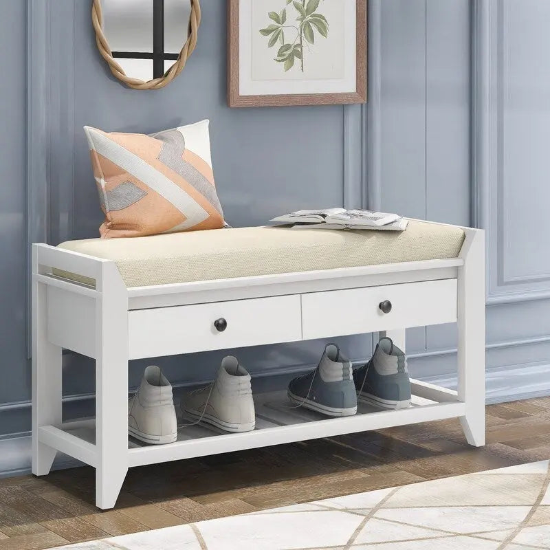 Banc de rangement multifonctionnel d'entrée avec étagère à chaussures et siège