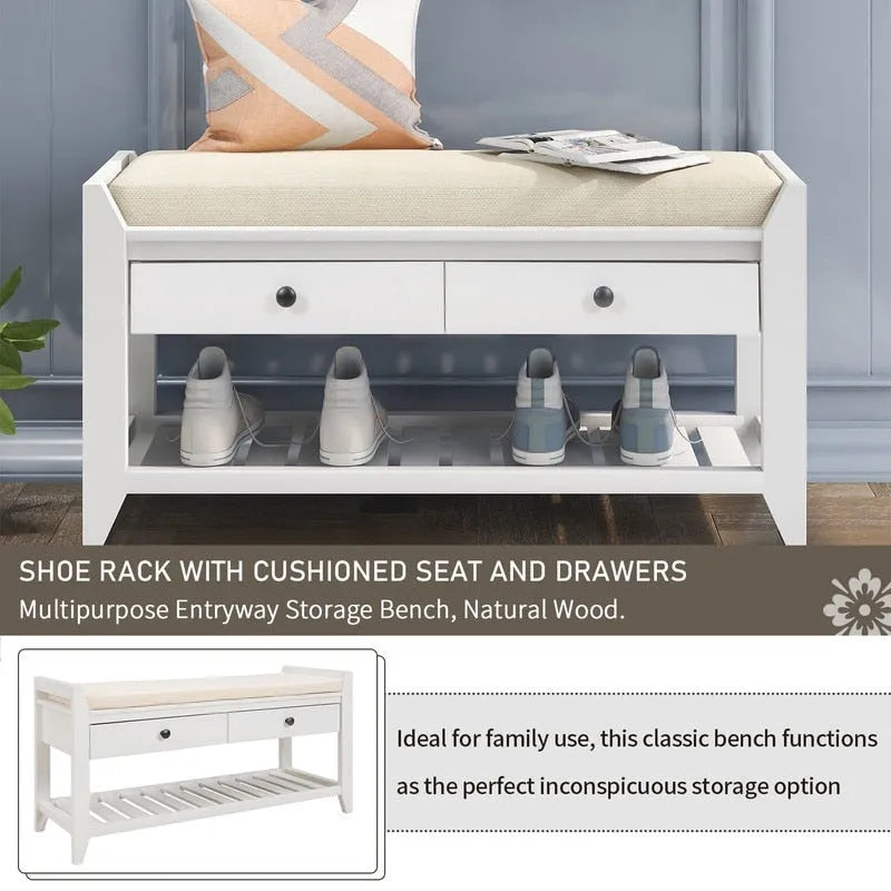 Banc de rangement multifonctionnel d'entrée avec étagère à chaussures et siège