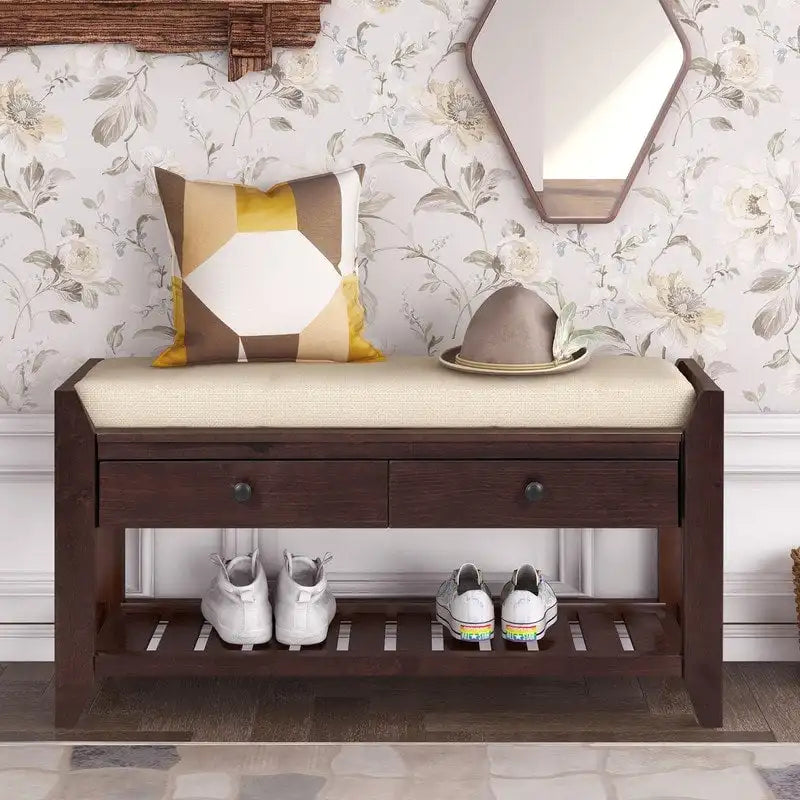 Banc de rangement multifonctionnel d'entrée avec étagère à chaussures et siège