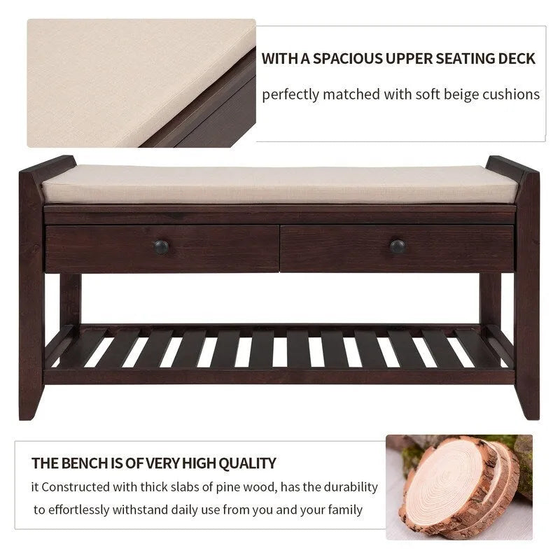 Banc de rangement multifonctionnel d'entrée avec étagère à chaussures et siège