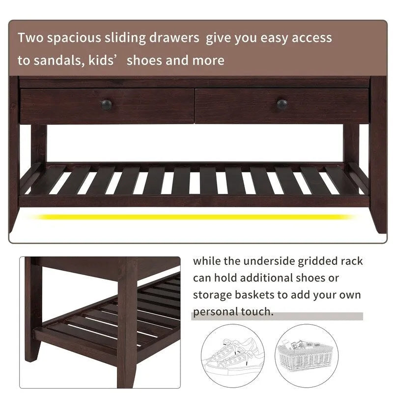 Banc de rangement multifonctionnel d'entrée avec étagère à chaussures et siège
