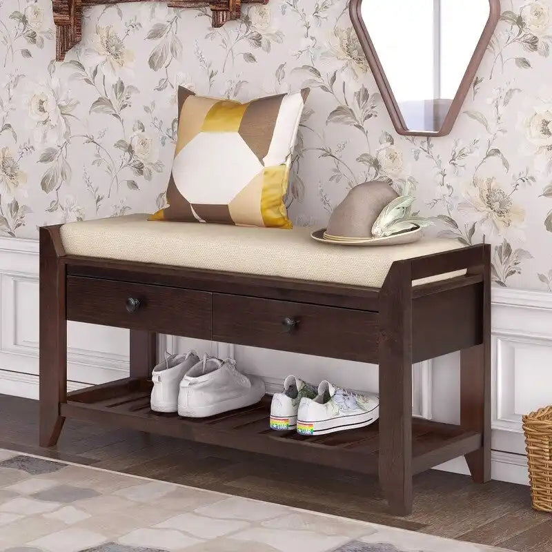 Banc de rangement multifonctionnel d'entrée avec étagère à chaussures et siège
