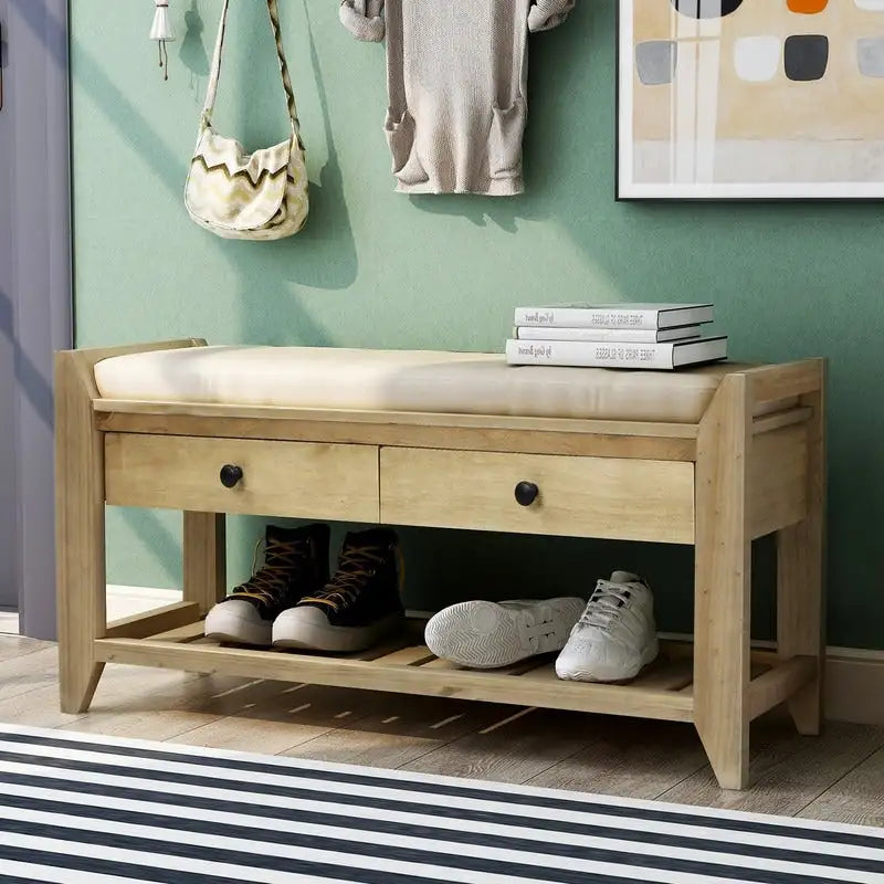 Banc de rangement multifonctionnel d'entrée avec étagère à chaussures et siège