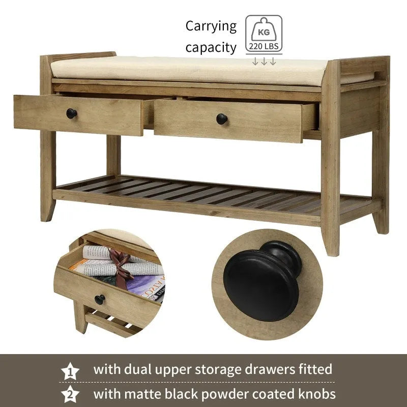Banc de rangement multifonctionnel d'entrée avec étagère à chaussures et siège