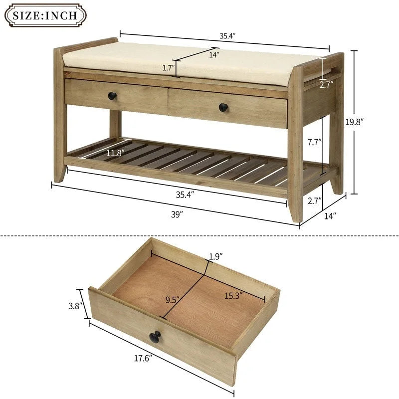Banc de rangement multifonctionnel d'entrée avec étagère à chaussures et siège