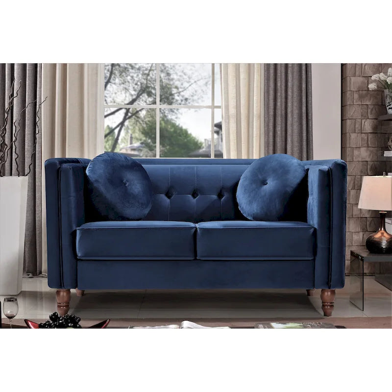 Crushed Velvet Chesterfield Loveseat with Button-Tufted Backrest