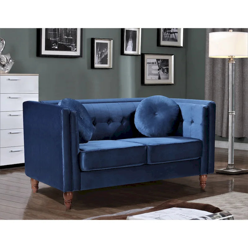 Crushed Velvet Chesterfield Loveseat with Button-Tufted Backrest