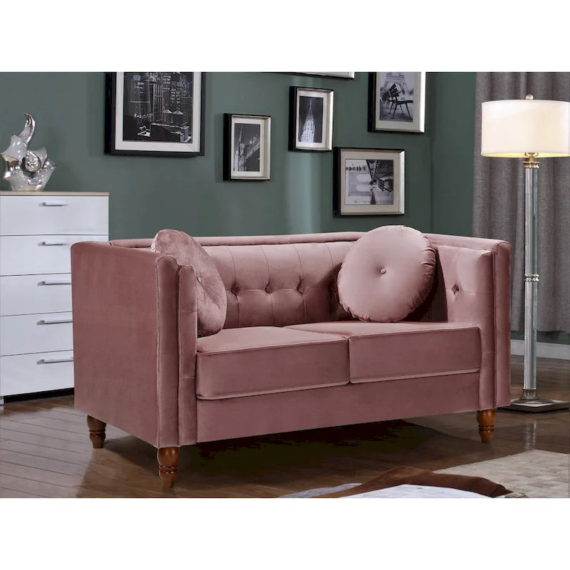 Crushed Velvet Chesterfield Loveseat with Button-Tufted Backrest