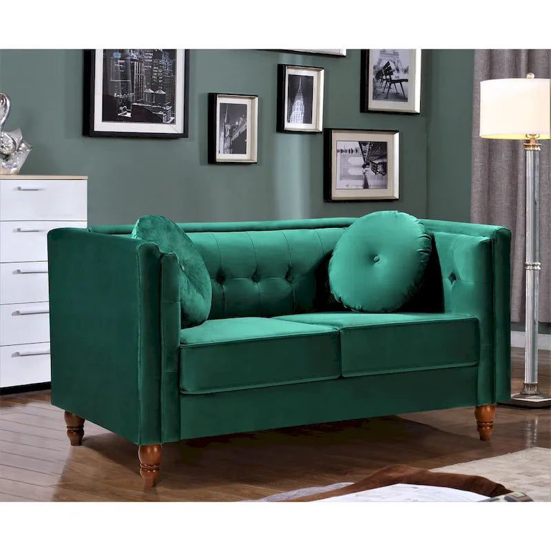Crushed Velvet Chesterfield Loveseat with Button-Tufted Backrest