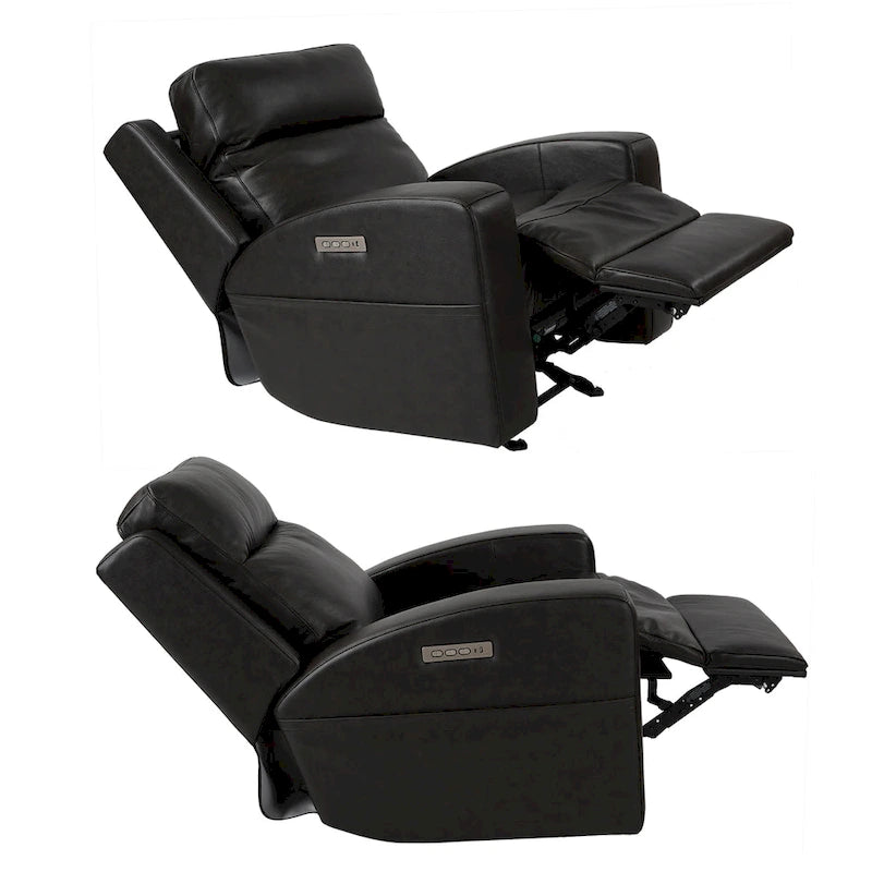 37 Wide Top Grain Leather Power Recliner Chair Glider Rocker Recliner Home Theater Seating with USB Charge Port