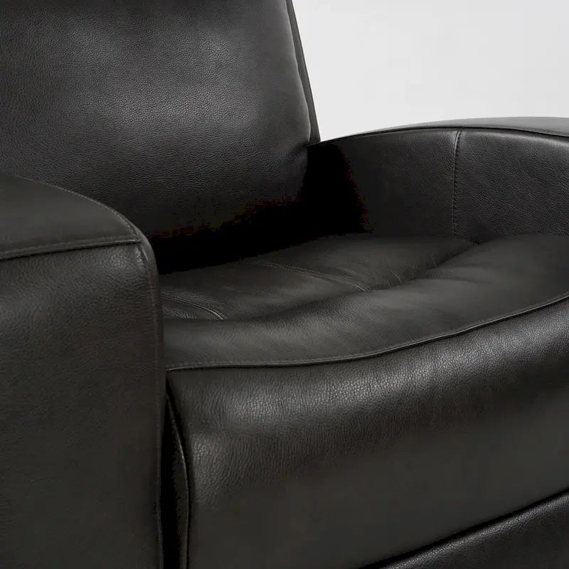37 Wide Top Grain Leather Power Recliner Chair Glider Rocker Recliner Home Theater Seating with USB Charge Port