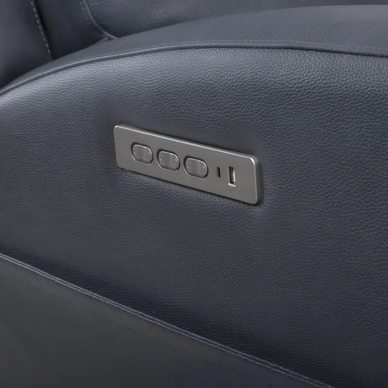 37 Wide Top Grain Leather Power Recliner Chair Glider Rocker Recliner Home Theater Seating with USB Charge Port