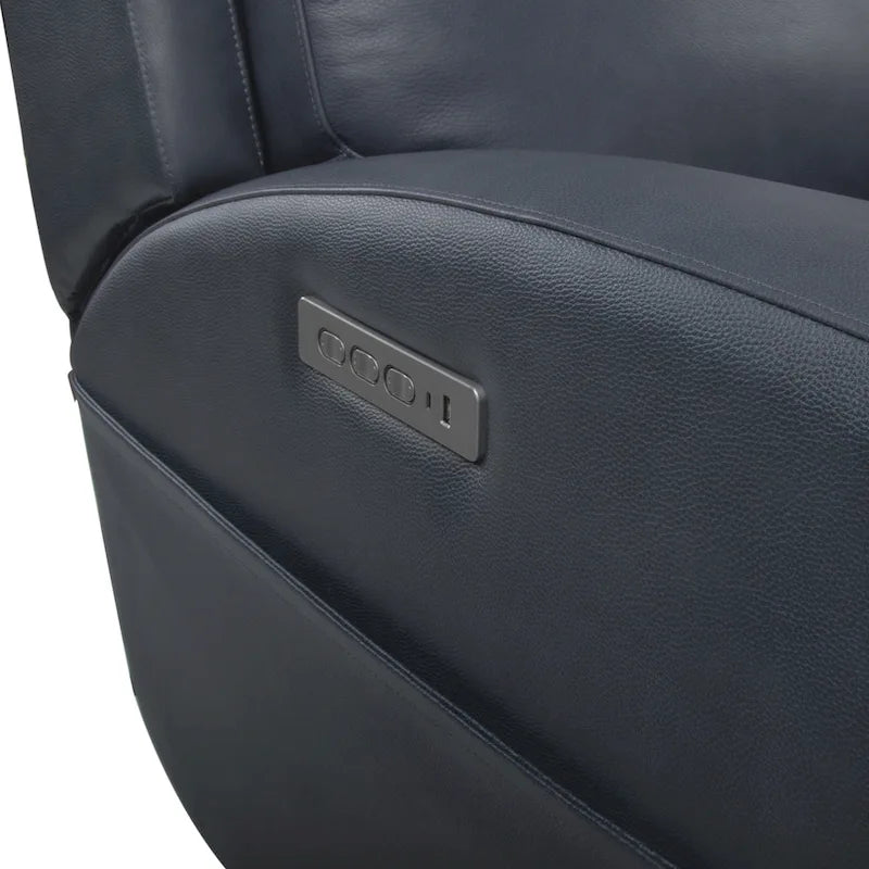 37 Wide Top Grain Leather Power Recliner Chair Glider Rocker Recliner Home Theater Seating with USB Charge Port